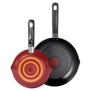 T-Fal 2pc Frying Pan Set Simply Cook Nonstick Red Skillets Cookware READ